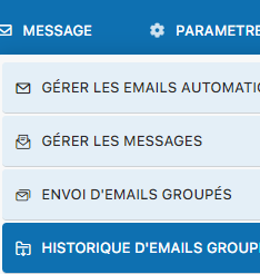 Menu MESSAGE avec historique